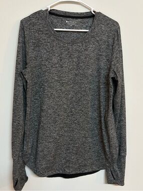 Athleta Charcoal Gray Heathered Long Sleeve Crew Top